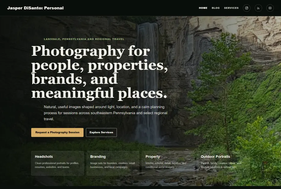 Jasper DiSanto homepage preview