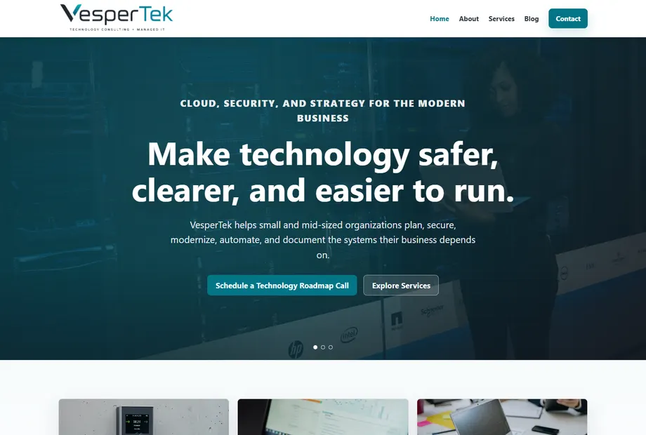 VesperTek homepage preview
